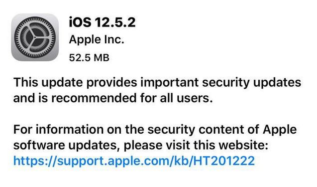 邱县苹果手机维修分享iOS12.5.2发布，建议所有老苹果用户安装 